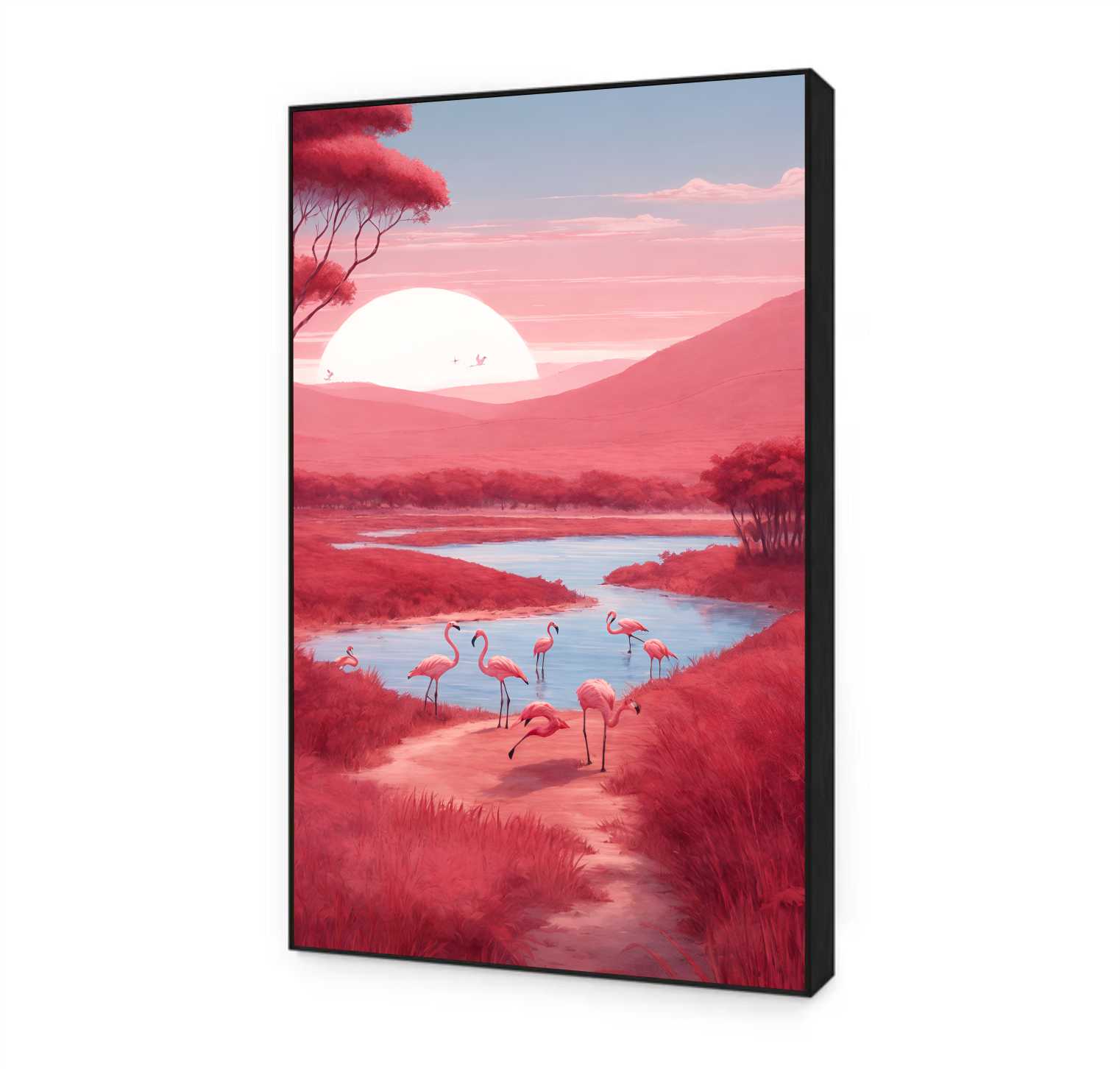 Quadro Decorativo Flamingos Rosa em Arte